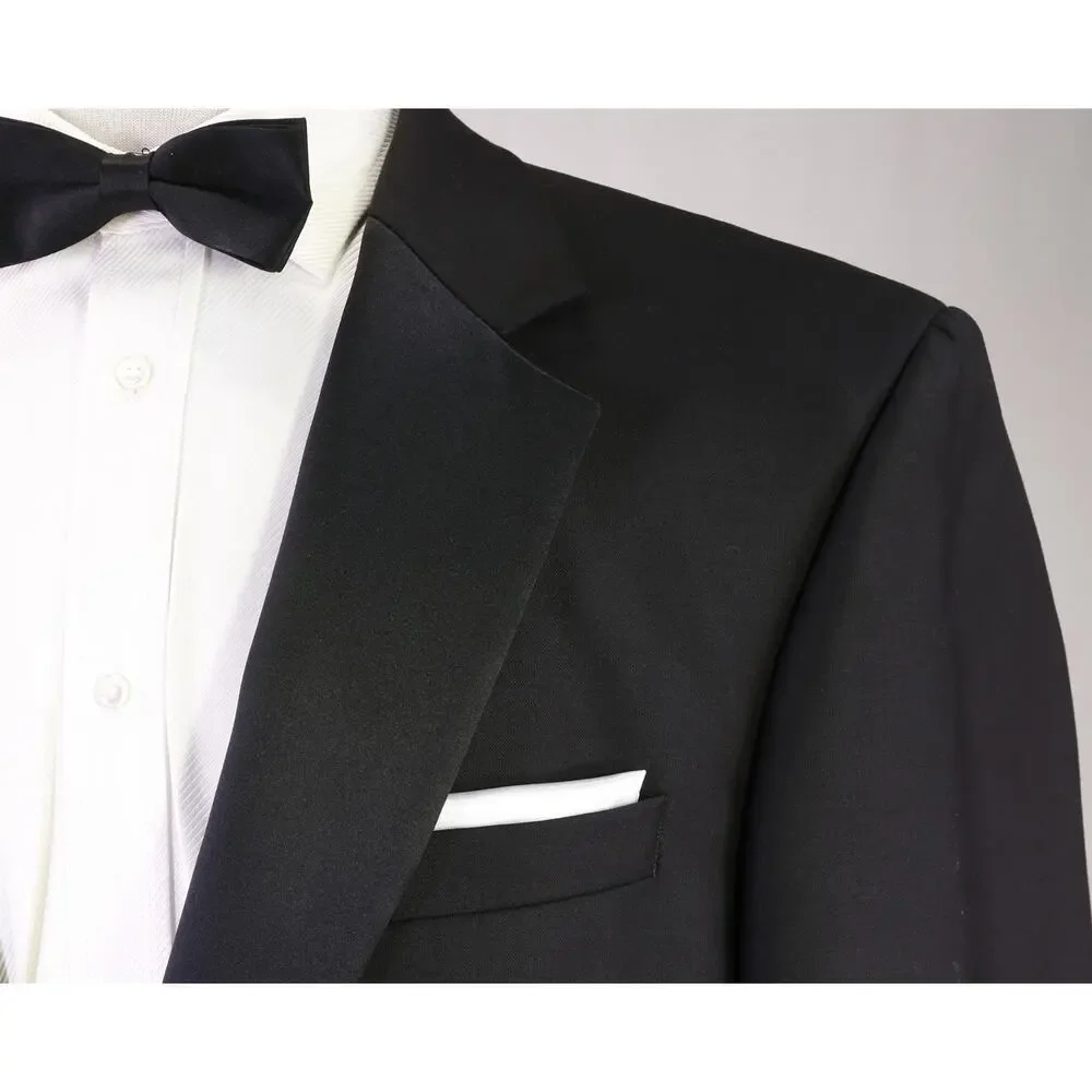 Jos A Bank Signature Black 1-Btn Notch Lapel Tuxedo Formal Wedding Suit 41R 42R